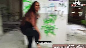 German Latina Milf Picked Up and Fucked Hard Outdoors. Her Big Tits Bounce Wildly on Erocum Date.