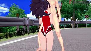 Momo Yaoyorozu Blowjob And Titjob In Streets Pov