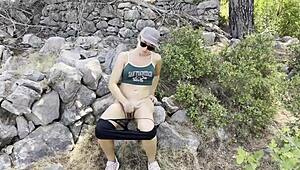 i'm a young milf so horny hiking with cum in mouth