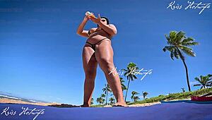 Hey, what would you do seeing me slutty in a micro bikini at the beach?