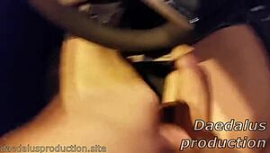 Suggestive POV Blowjob With Tattooed Goth Teen In Car