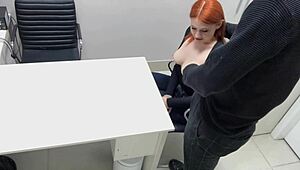 Teen Redhead Bent Over in POV Interview for Orgasmic Job Effort