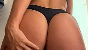 latina amateur wife trying on shorts in the shopping mall store, showing big ass outdoors publicly - esposaheyya