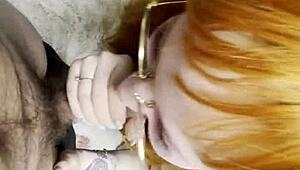 Red-Haired Beauty Sucks My Dick