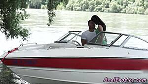 outdoor beauty riding her lover in glamour