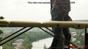 Gay dude riding dick bareback