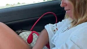 amateur webcam girl gets horny fingering in the car outdoors, traveling and masturbating like crazy