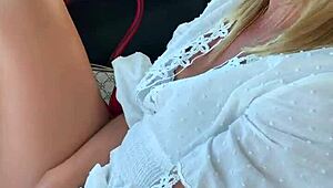 amateur webcam girl gets horny fingering in the car outdoors, traveling and masturbating like crazy