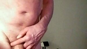 After 30 minutes of intense solo masturbation, the dripping cumshot finally arrives.