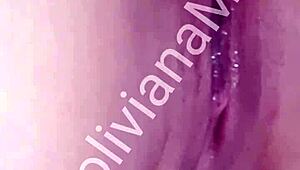 Latina inserts eggplant into her pussy during video call on Boliviana Mimi site