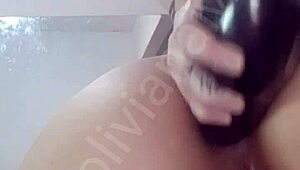 Latina inserts eggplant into her pussy during video call on Boliviana Mimi site