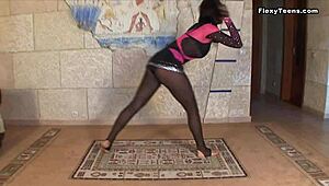 Petite Teen Stretches Showing Huge Tits