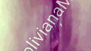 Latina inserts eggplant into her pussy during video call on Boliviana Mimi site