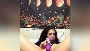 Teasing shaved pussy to orgasm with vibrator