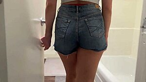 Sorority girl sneaks into bathroom for a quick bang after class.