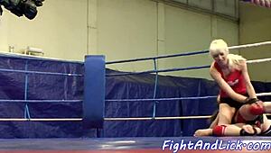 European Amateur Lesbians Wrestle and Lick Pussies