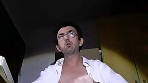 Safado Tesudo De Cueca Branca Sexy Aberta Na Frente E Camisa Social Branca Aberta Pau Grande De 25 Cm Empinado Jorrando Leite