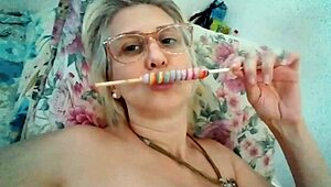 Blonde milf stella still sucks a delicious lollipop