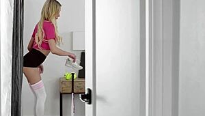 Blonde milf Aiden Ashley doggystyle after softball