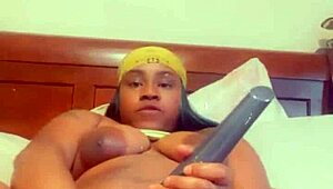 ebony woman enjoys solo play