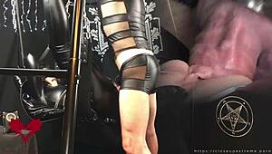 Mistress gets her pussy fucked by me on the sex swing, black gothic vibes