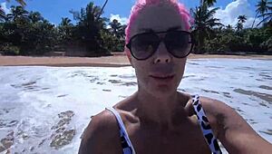 Pissing Outdoors Feels So Good with Big Blonde Tits Exposed