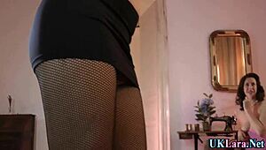 teen lesbians in stockings rub each other passionately