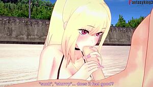 Marin Kitagawa lounges on the beach in hentai pov bikini fun