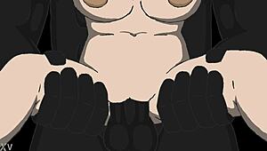 Cartoon babe bends over for doggystyle blowjob creampie