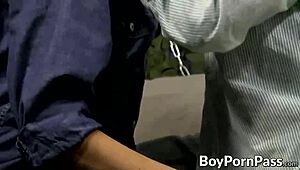 twink desperately rides juicy interracial cock with rimjob and kissing