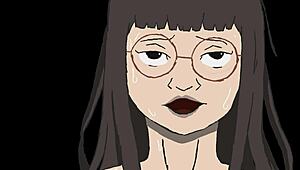 Cartoon babe bends over for doggystyle blowjob creampie