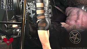 Mistress gets her pussy fucked by me on the sex swing, black gothic vibes