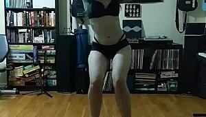 hey, curvy babe strips on dark pole with tattoos! 😈