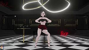 Rachel pop dances in her sexy dress, teasing with nude hints