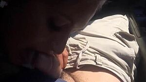 This brunette wife is sucking big dick deep in the car 😘