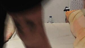 Bold solo wife masturbating feet to intense orgasm