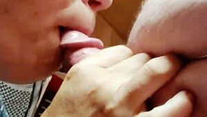 plump wife intensely sucks husband's big dick