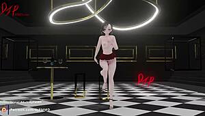 Rachel pop dances in her sexy dress, teasing with nude hints