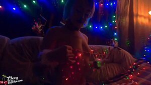 i give sloppy blowjob to christmas milf in doggy anal