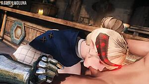 i cant believe this cute blonde demon in skyrim gets deepthroated and fucked so hard, its amazing!