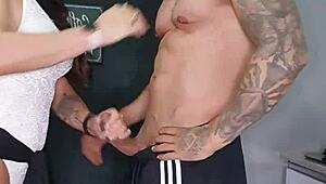 ise mah fucks the brunette hard in the kitchen