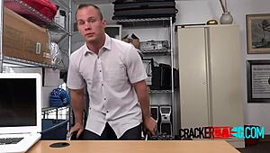 guys having interracial gay sex in the office, taking virgin ass bareback