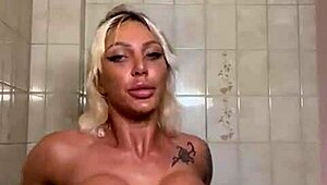 Blonde fitness model with big boobs gets fucked hard by muscular bodybuilder