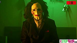 Stuck with teen stepsister and her hot BFF at Halloween!