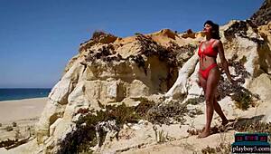 Angel Constance, Indian Milf, Flaunts Big Natural Tits Solo Outdoors For Playboy