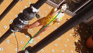 hey, caught my hot neighbor peeing on my landlord's wife from balcony! 👀