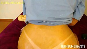 Old slut with big ass gets fucked and filled with cum while cuckold watches.