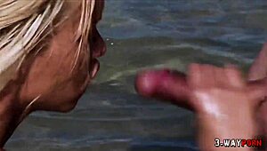 Amateur Blonde With Big Tits And Tattoo In Outdoor Threesome Group Sex