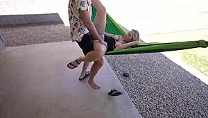Amateurs With Big Tits Fucking In Outdoor Hammock