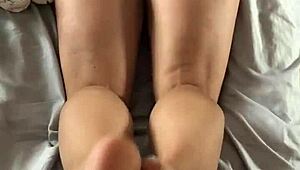 reverse footjob from hot ass wife